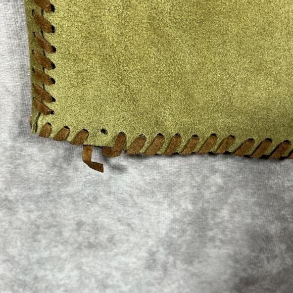 Etcetera Calf Suede Pencil Skirt 2 Green Brown Pink‎ Colorblock Boho Festival - Picture 5 of 9